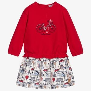 NWT- Girls Parisian Red skirts set size 12 (Tutto Piccolo) w/ 12/18m tights